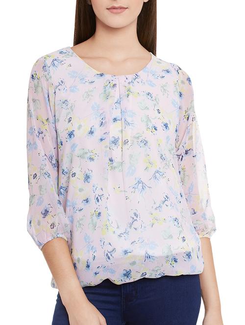 floral pleated blouson top - 11275289 - Very Small Image - 1