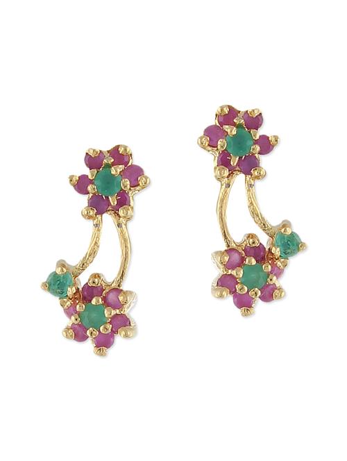 pink and green brass drop earrings - 11275690 - Very Small Image - 1