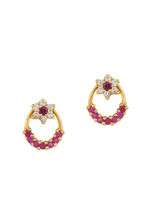 pink embellished brass studs earrings - 11275719 - Very Small Image - 1