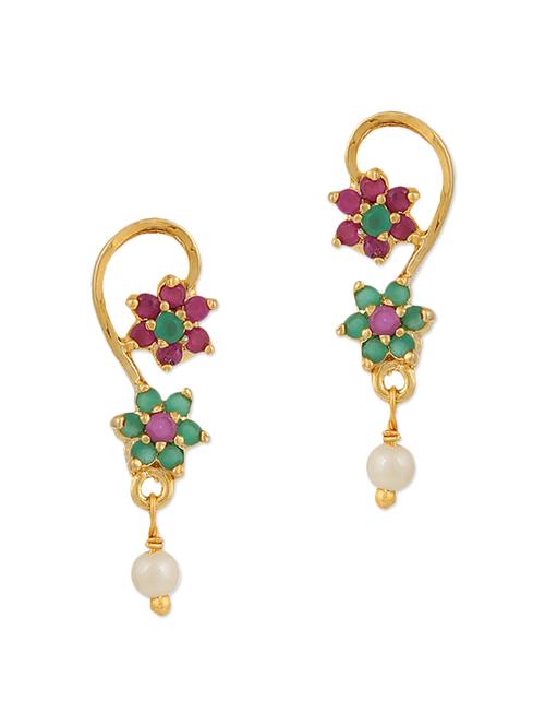 multicolored embellished brass drop earrings - 11275748 - Very Small Image - 1