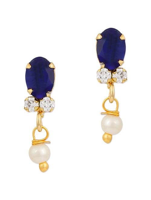 blue embellished brass drop earrings - 11275759 - Very Small Image - 1
