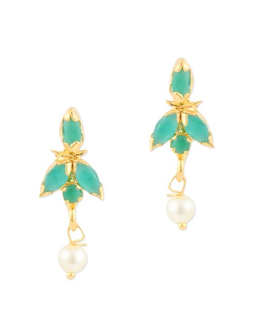 green brass drop earrings - 11275882 - Very Small Image - 1