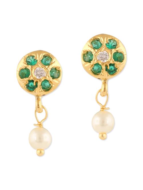 green brass drop earrings - 11275892 - Very Small Image - 1