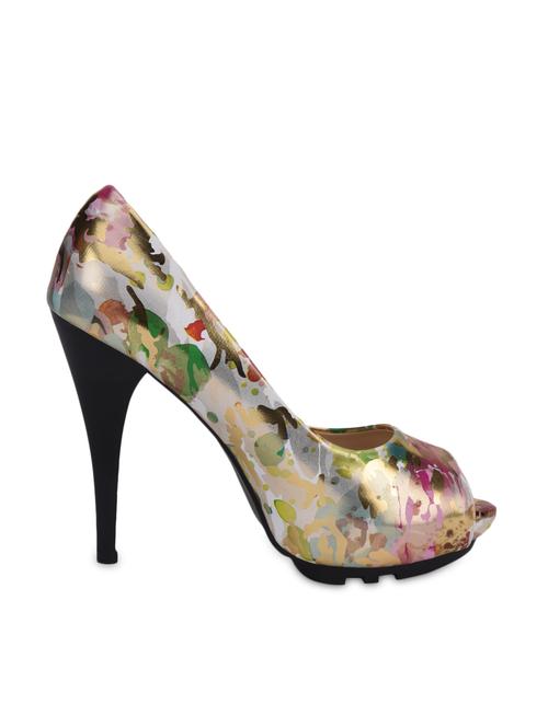 printed peep toe leatherette pumps - 1127592 - Very Small Image - 1