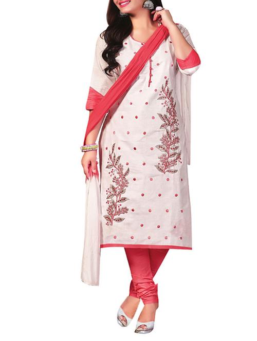 white cotton unstitched suit - 11276432 - Very Small Image - 1