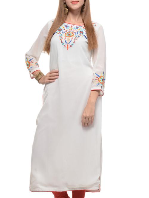 white georgette kurta - 11278875 - Very Small Image - 1