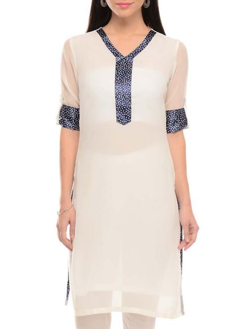 cream georgette kurta - 11278889 - Very Small Image - 1