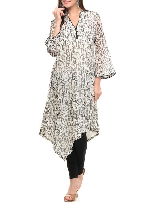 white georgette kurta - 11278899 - Very Small Image - 1