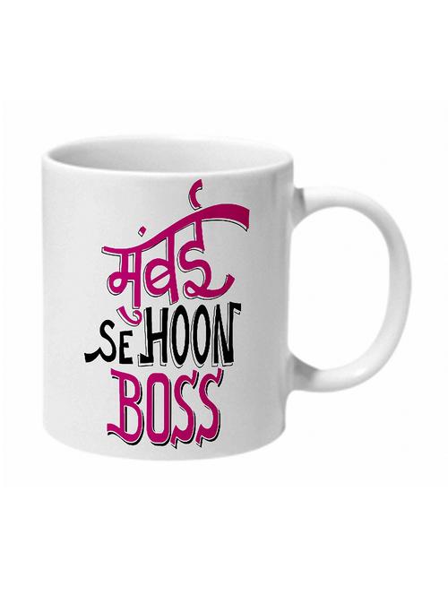 mooch wale mumbai se hoon boss yellow baground ceramic mug - 11280584 - Very Small Image - 1