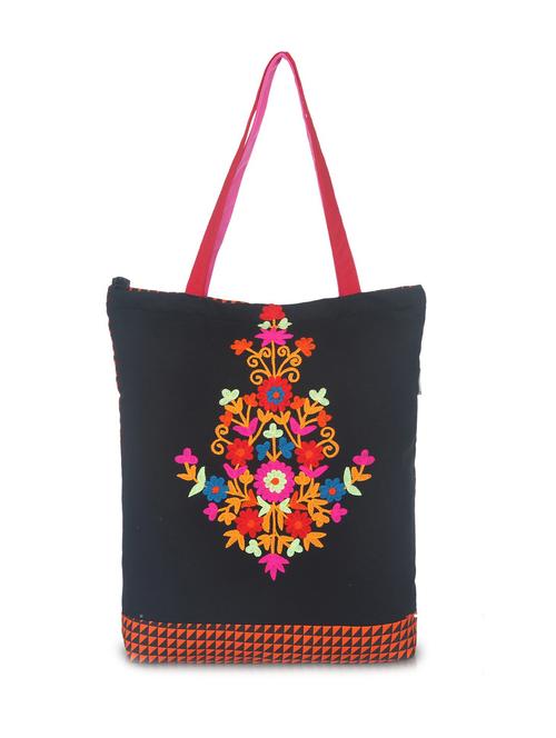 black canvas embroidered tote - 11281896 - Very Small Image - 1