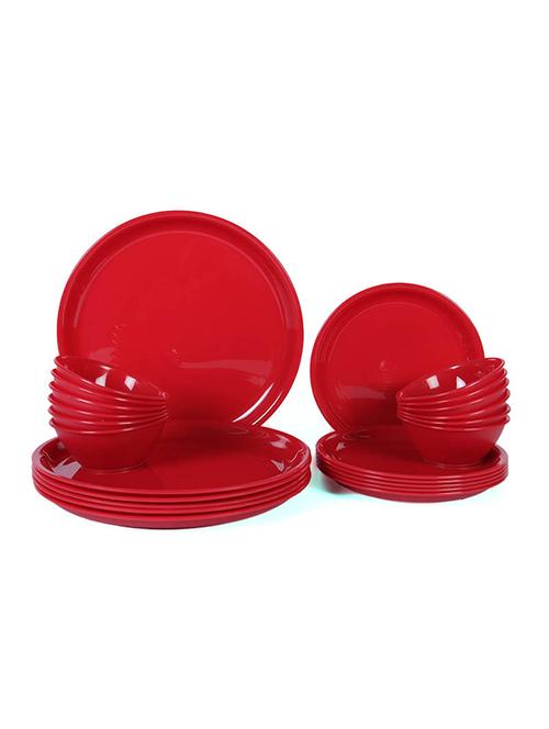 incrizma plastic red round dinner set - set of 24 - 11282057 - Very Small Image - 1