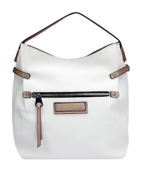 front zipper white leatherette handbag - 1128450 - Very Small Image - 1