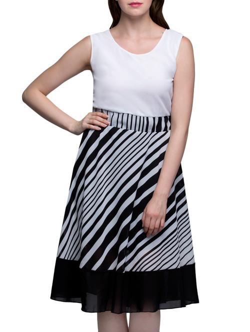 white poly georgette printed dress - 11285751 - Very Small Image - 1