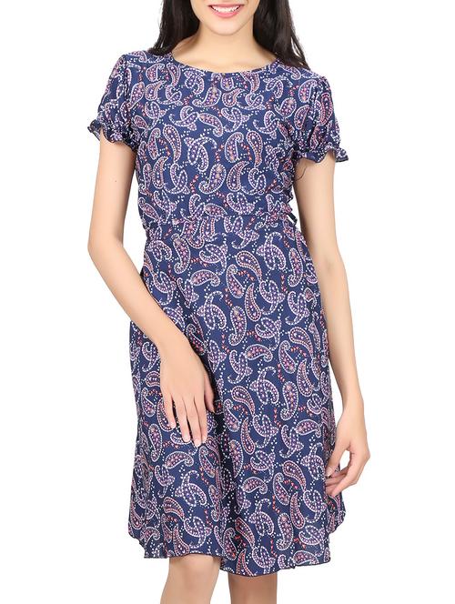 blue crepe belted dress - 11289732 - Very Small Image - 1