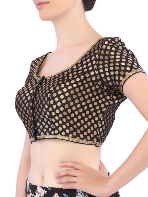 black polka dots brocade stitched blouse - 1129135 - Very Small Image - 1