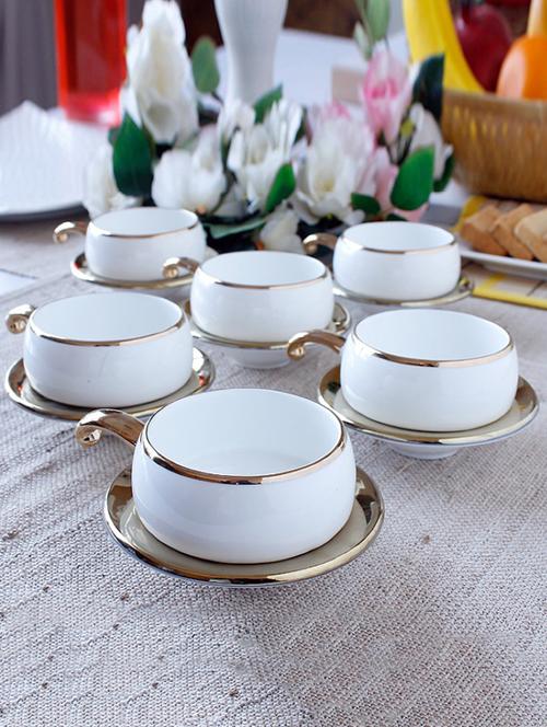solid color gold border half handle tea cup set  - 1129277 - Very Small Image - 1