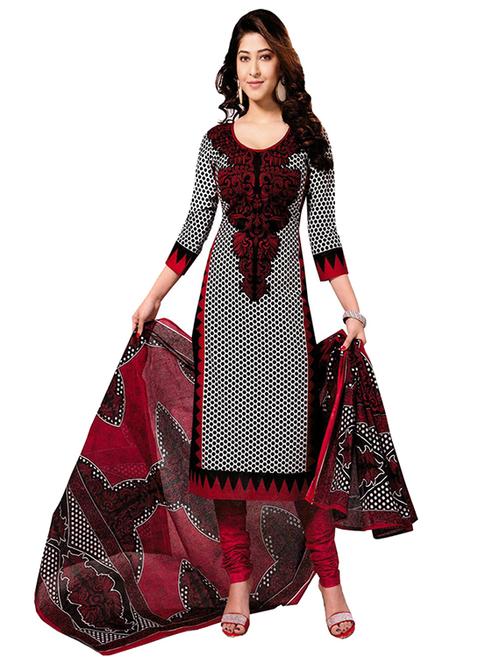 red art silk unstitched suit - 11294473 - Very Small Image - 1