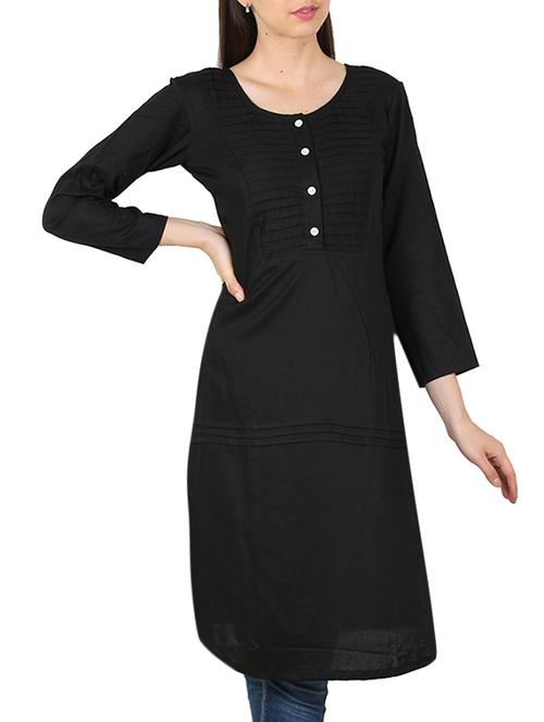 black rayon solid kurta - 11294603 - Very Small Image - 1