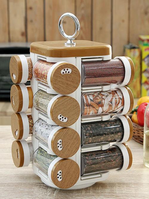 wood finish printed spice rack set of 16 - 1129751 - Very Small Image - 1