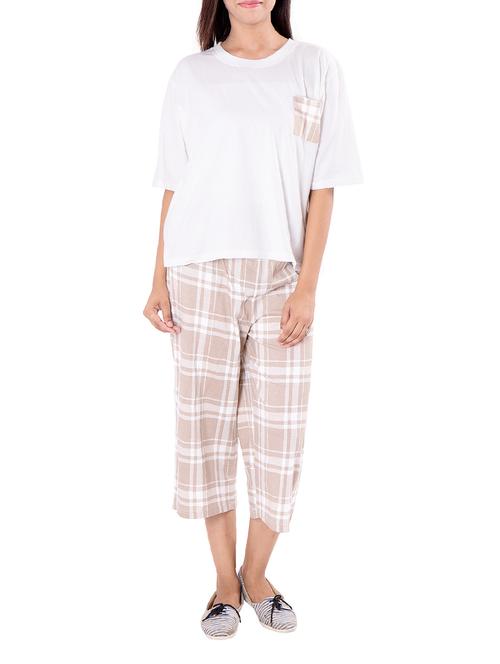 checkered detail tee with capri set   - 11301803 - Very Small Image - 1