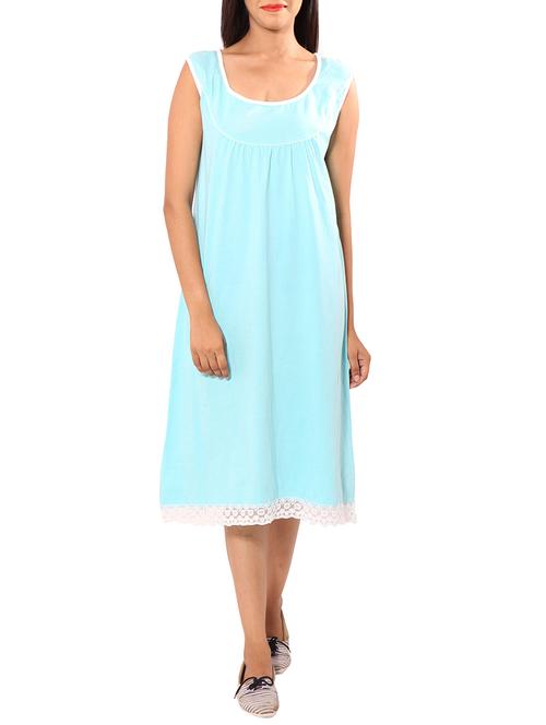 light blue cotton nighty - 11301816 - Very Small Image - 1