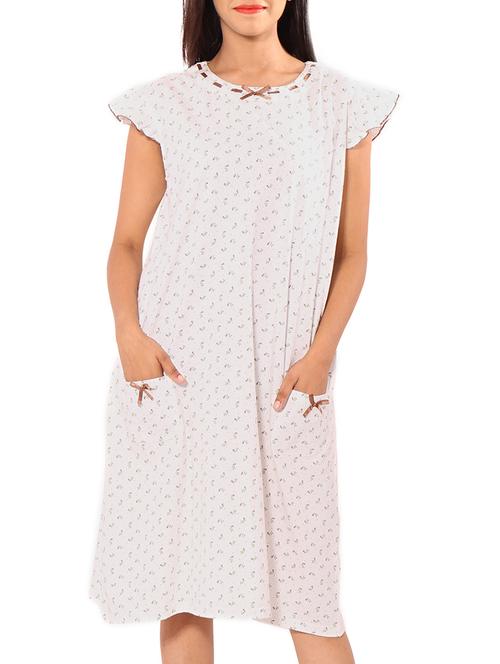 white cotton printed nighty - 11301820 - Very Small Image - 1