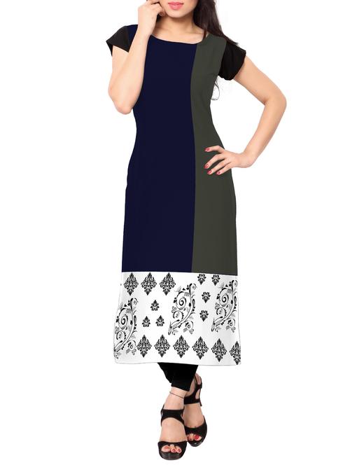 blue color, crepe printed kurta - 11302605 - Very Small Image - 1