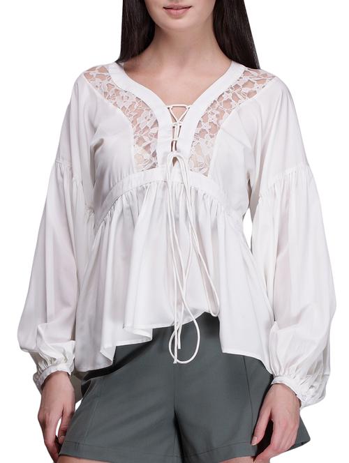 white color, top with lace - 11303252 - Very Small Image - 1