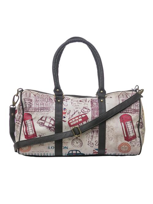 beige printed polyester luggage bag - 11303617 - Very Small Image - 1
