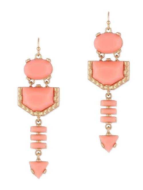 peach stone embellished dangler earrings - 1130736 - Very Small Image - 1