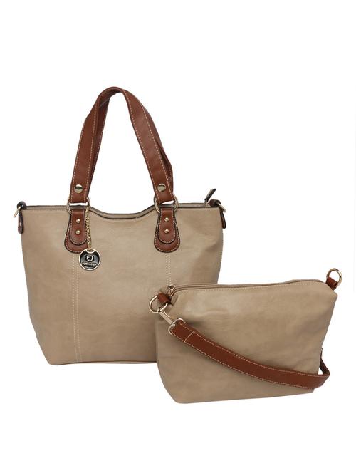 solid beige leatherette handbag - 11307605 - Very Small Image - 1