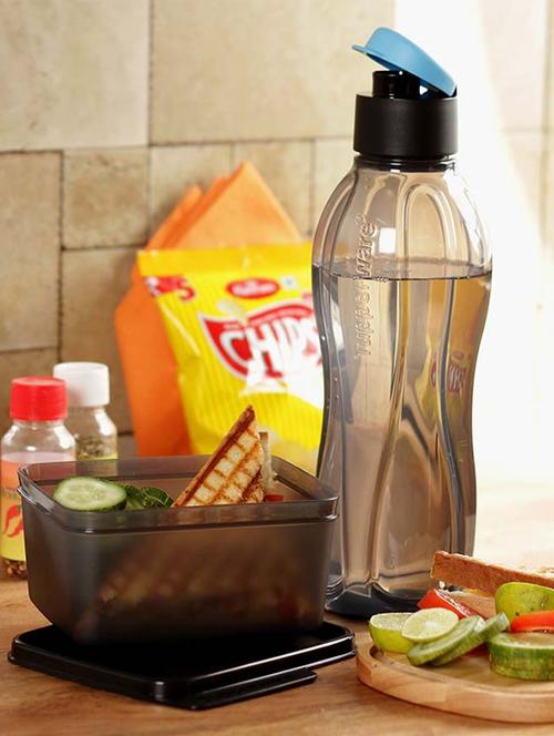 tupperware xtreme set of 1 bottle and 1 container with lid - black - 11309700 - Very Small Image - 1