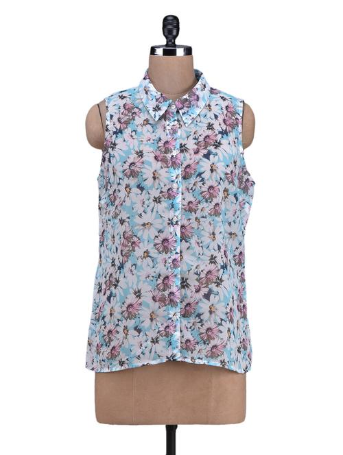 floral printed georgette top - 1131103 - Very Small Image - 1