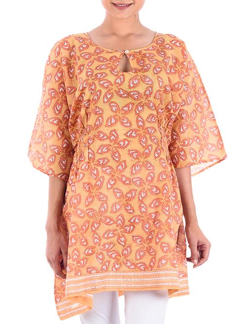 yellow printed cotton tunic - 11315181 - Very Small Image - 1