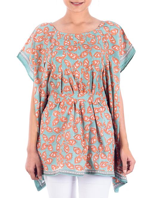 light blue printed cotton tunic - 11315417 - Very Small Image - 1