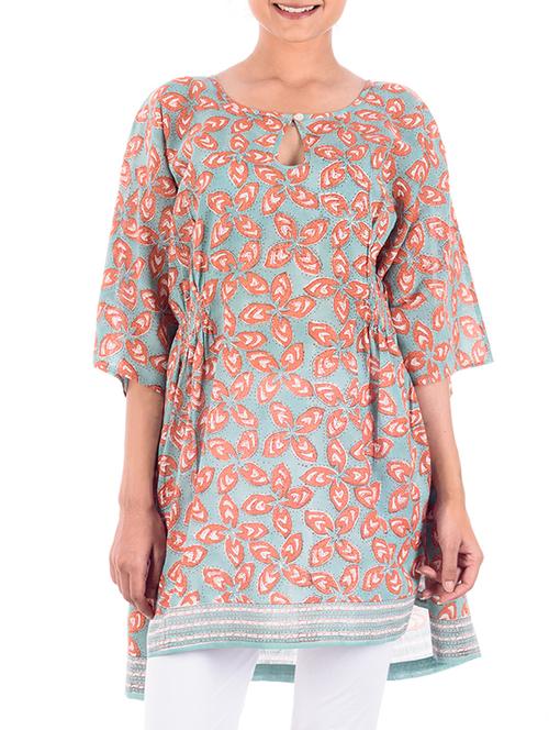 light blue printed cotton tunic - 11315424 - Very Small Image - 1