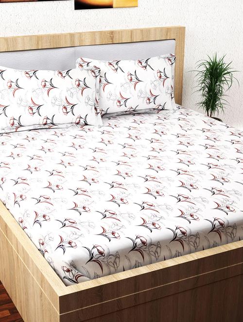 white red black color, cotton printed bed sheet set - 11316198 - Very Small Image - 1