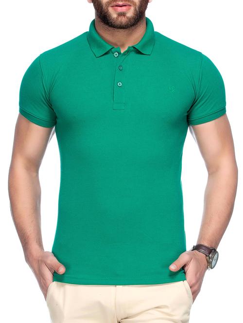 solid green cotton polo t-shirt - 11318241 - Very Small Image - 1