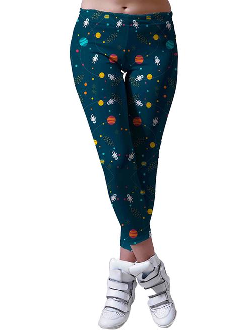 teal printed polyester leggings - 11319002 - Very Small Image - 1