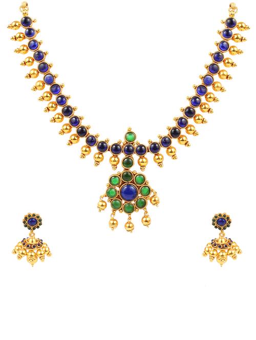 blue gold plated short necklace - 11320854 - Very Small Image - 1