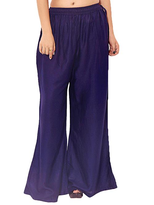 navy blue rayon palazzos - 11322475 - Very Small Image - 1