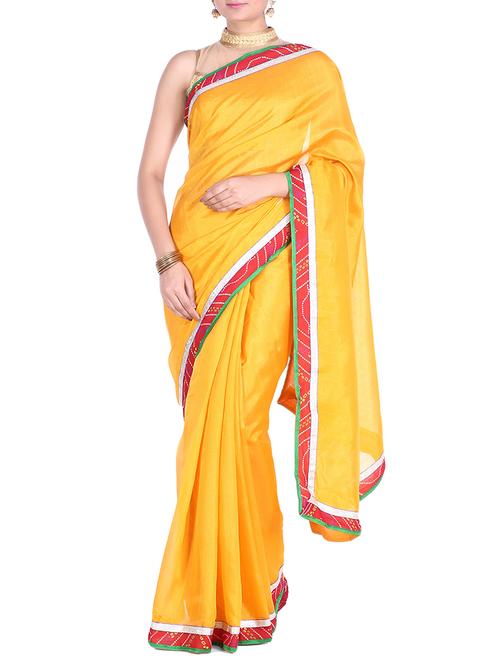 yellow faux silk saree with blouse - 11323153 - Very Small Image - 1