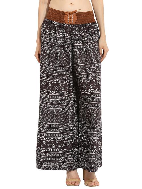 black cotton printed palazzo - 11323180 - Very Small Image - 1