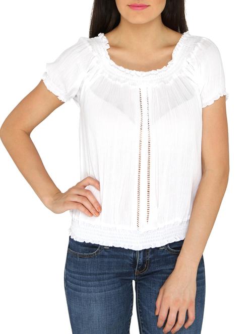 white rayon regular top - 11327050 - Very Small Image - 1