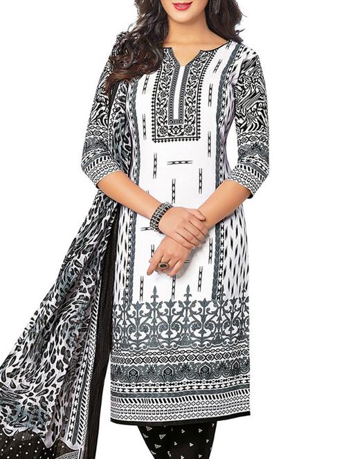 white cotton dress material - 11331623 - Very Small Image - 1