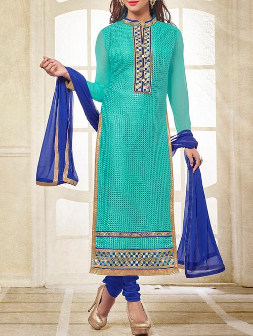 embroidered unstitched churidaar suit - 11331637 - Very Small Image - 1