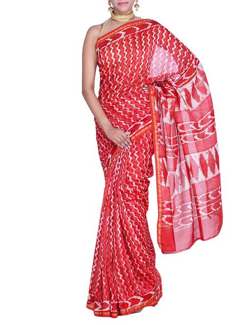 women's printed red colored saree with blouse - 11333678 - Very Small Image - 1