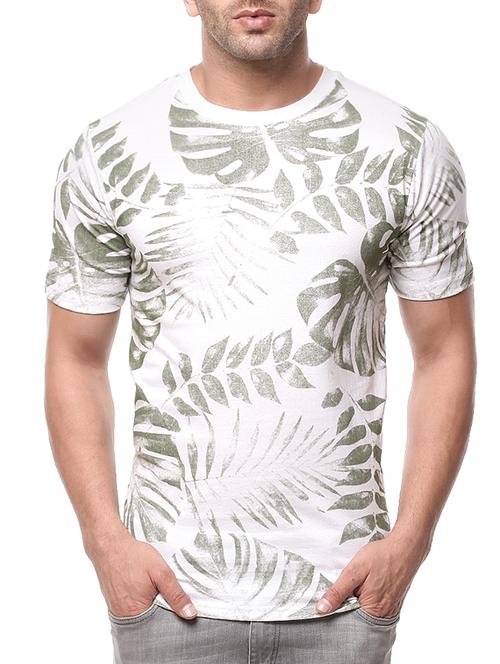 white tropical print cotton t-shirt - 11334780 - Very Small Image - 1