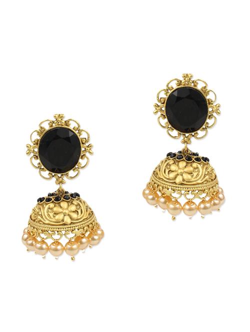 gold and black gold plated jhumkas - 11334832 - Very Small Image - 1