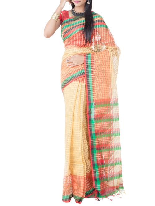 yellow cotton saree with blouse - 11335137 - Very Small Image - 1